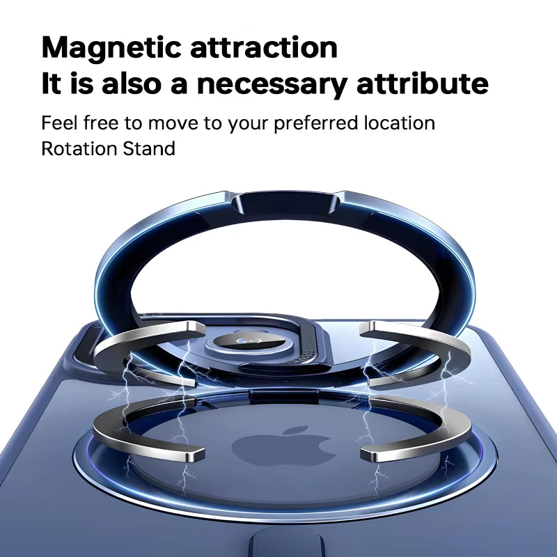 360° Rotation Holder for Magsafe Magnetic Wireless Charging Case for Iphone 15 14 13 12 11 Pro Max plus Phone Transparent Cover