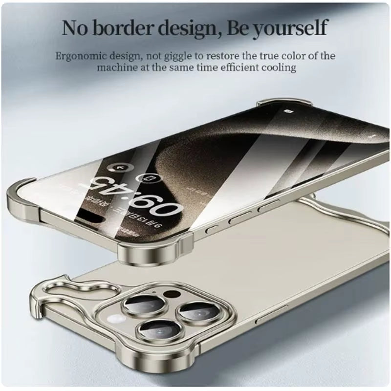 Luxury Alien Titanium Alloy Bumper Phone Case for  15 13 12 14 Pro Max 15Plus Metal Lens Film Protection Corner Pads Cover