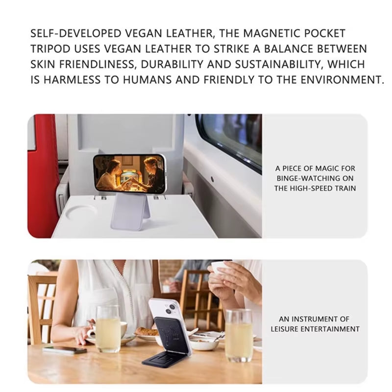 Magnetic Cell Phone Holder Foldable Stand Adjustable Desktop Mulifunctional Desktop Bracket with Magnet Ring for Any Cell Phone