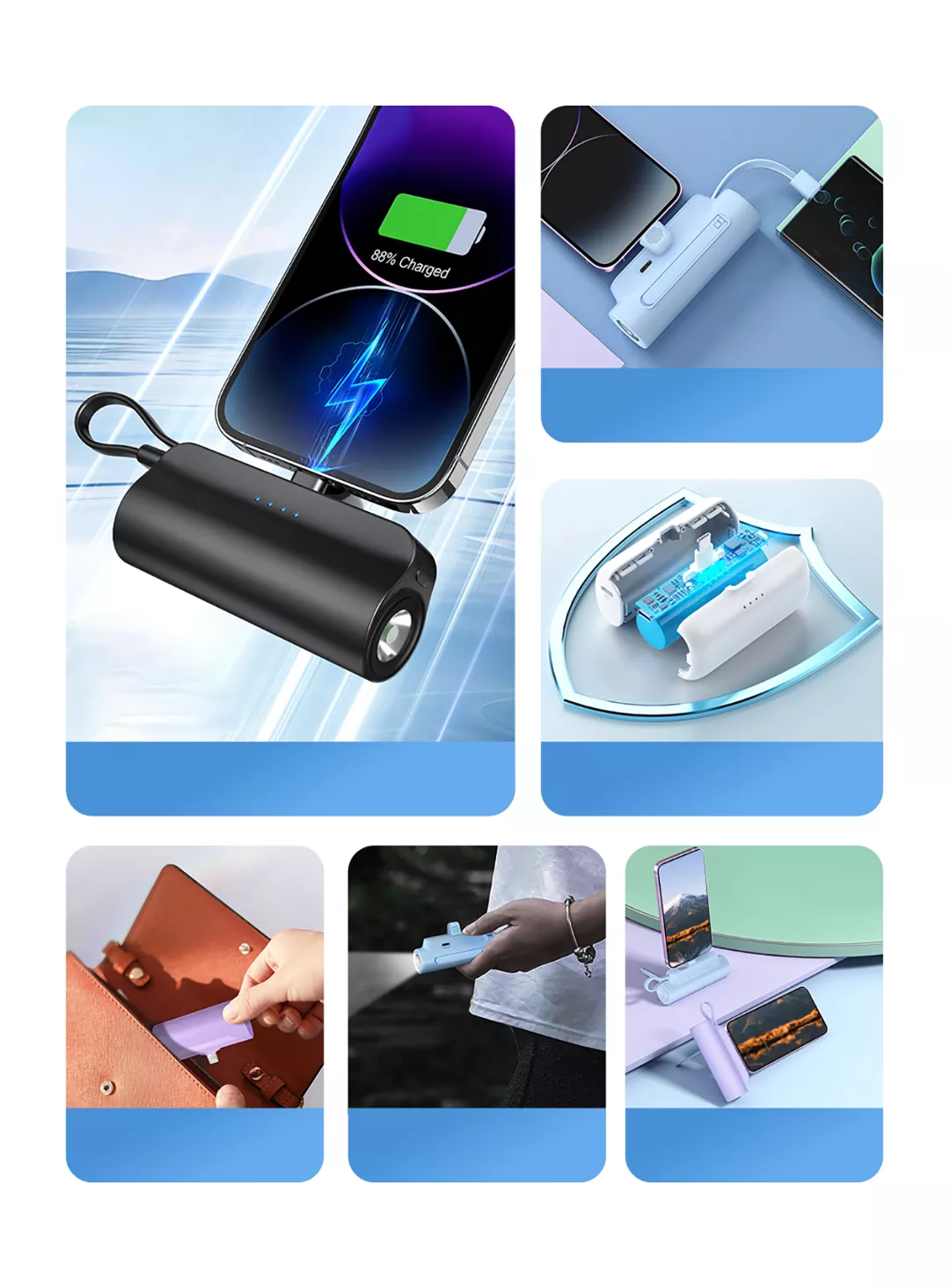 Multifunctional Portable Charger with Cable