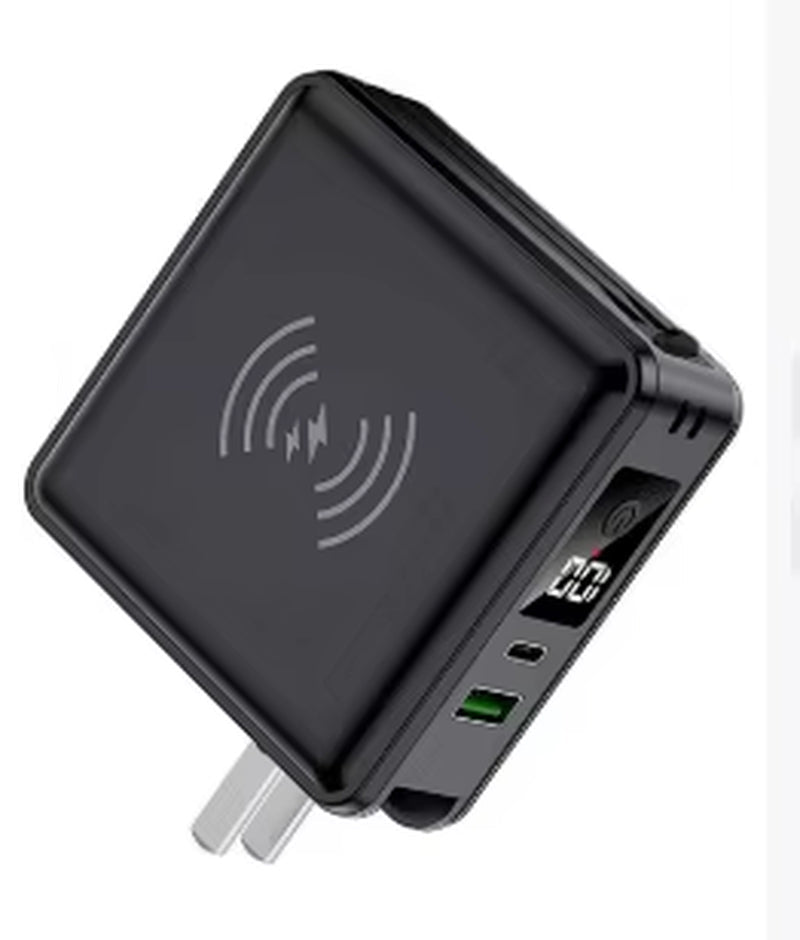 15000Mah  Multi-Function 6 in 1 Powerbank Built Cable AC Plug 22.5W PD Super Fast Charging Travel Charger