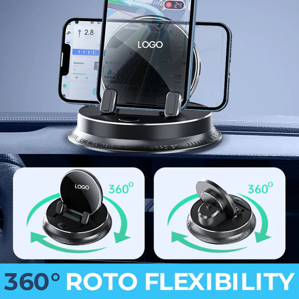 Compact 360° Adjustable Magnetic In-Car Phone Mount for Dashboard & Windshield