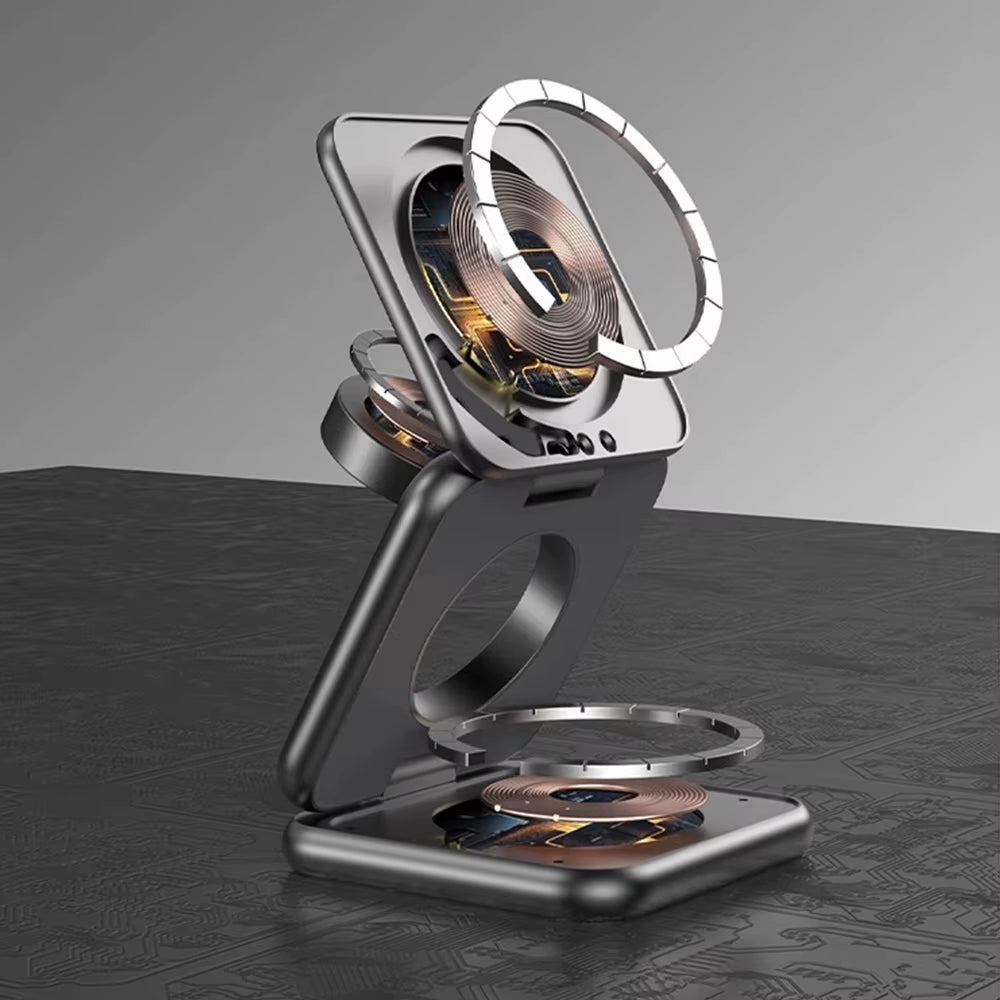 3 in 1 Foldable Magnetic Wireless Charg-Er Stand for Iphone 15 14 13 Iwatch 8 7 Air-Pods Pro Dock Station Fast Charging Holder