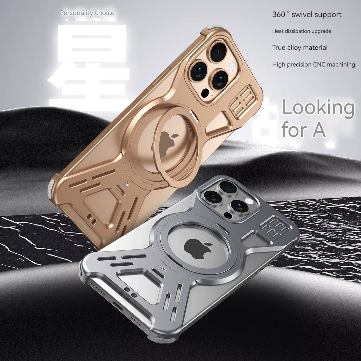 Magnetic 360 ° Metal Bracket Aluminum Alloy Frameless Phone Cases,For Iphone 15 16 Pro Max Magsafe Wireless Charging Metal Case