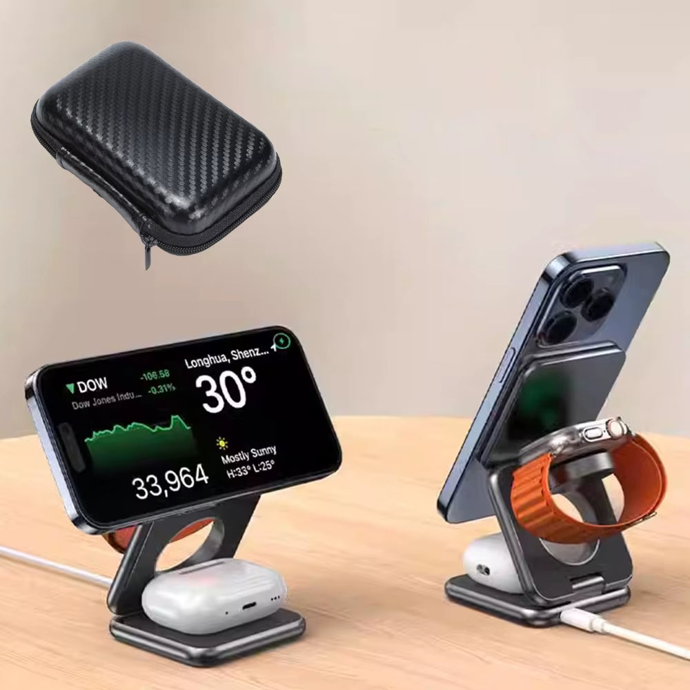 3 in 1 Foldable Magnetic Wireless Charg-Er Stand for Iphone 15 14 13 Iwatch 8 7 Air-Pods Pro Dock Station Fast Charging Holder