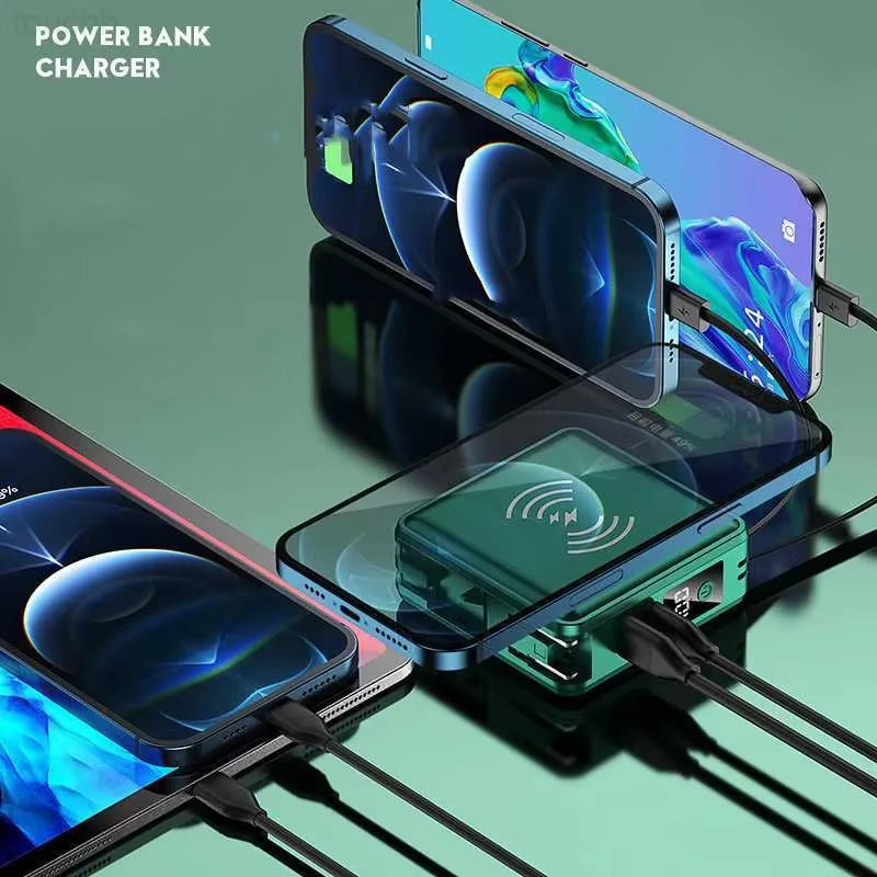 15000Mah  Multi-Function 6 in 1 Powerbank Built Cable AC Plug 22.5W PD Super Fast Charging Travel Charger