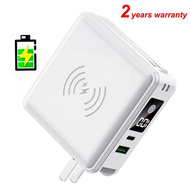 15000Mah  Multi-Function 6 in 1 Powerbank Built Cable AC Plug 22.5W PD Super Fast Charging Travel Charger