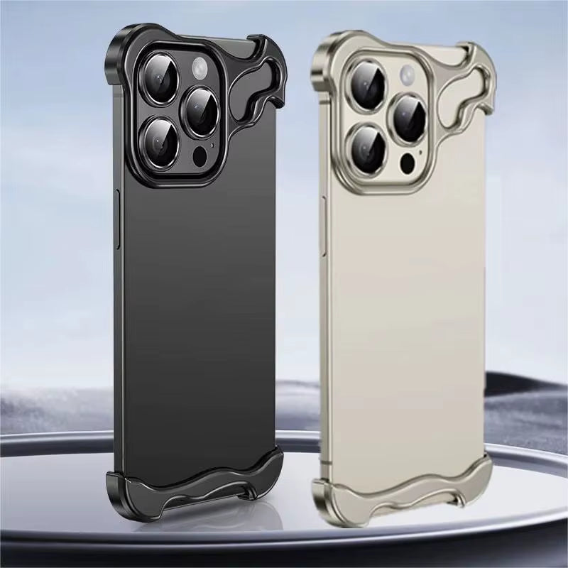 Luxury Alien Titanium Alloy Bumper Phone Case for  15 13 12 14 Pro Max 15Plus Metal Lens Film Protection Corner Pads Cover