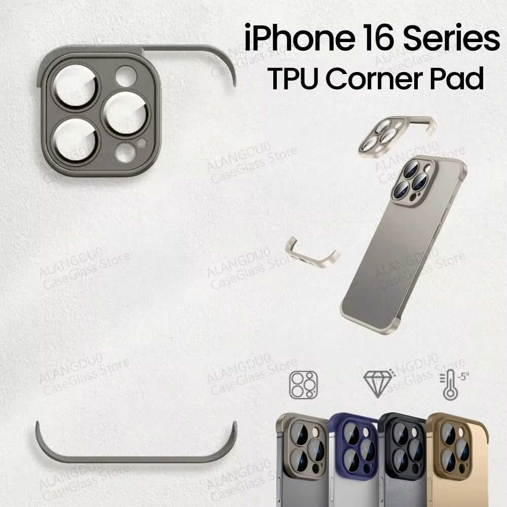 Lens Protector Corner Pad Case for Iphone 16 Pro Max 16Plus 16Pro Frame Protection TPU Corner Pad Case on Iphone 16Promax