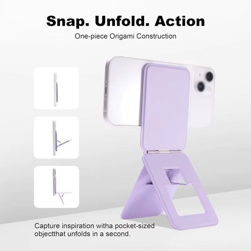 Magnetic Cell Phone Holder Foldable Stand Adjustable Desktop Mulifunctional Desktop Bracket with Magnet Ring for Any Cell Phone