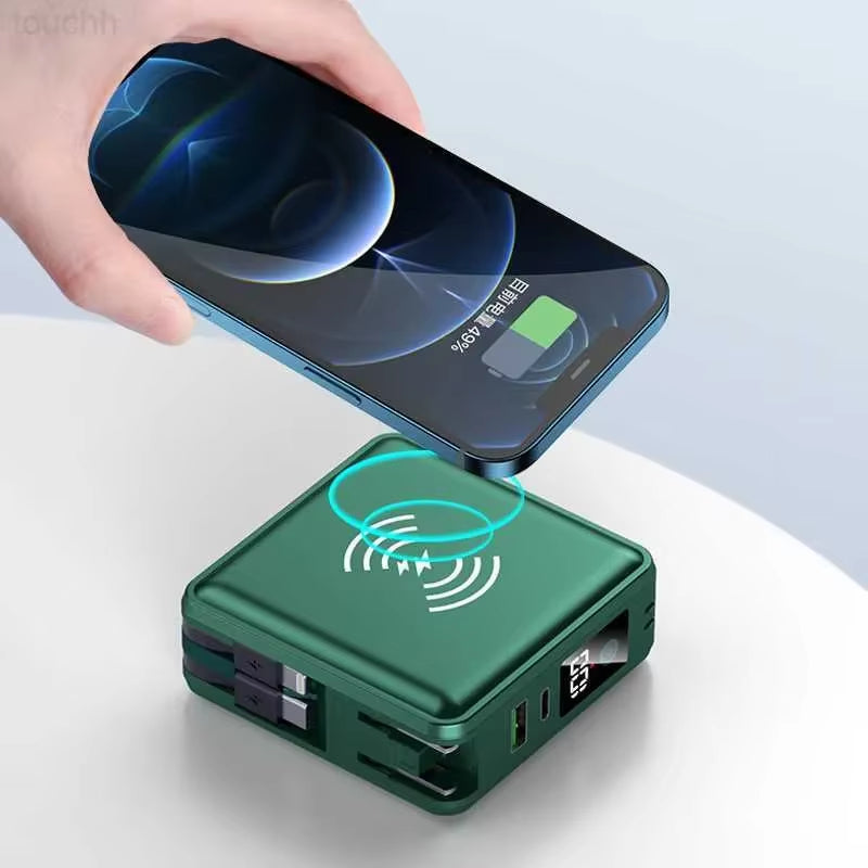 15000Mah  Multi-Function 6 in 1 Powerbank Built Cable AC Plug 22.5W PD Super Fast Charging Travel Charger