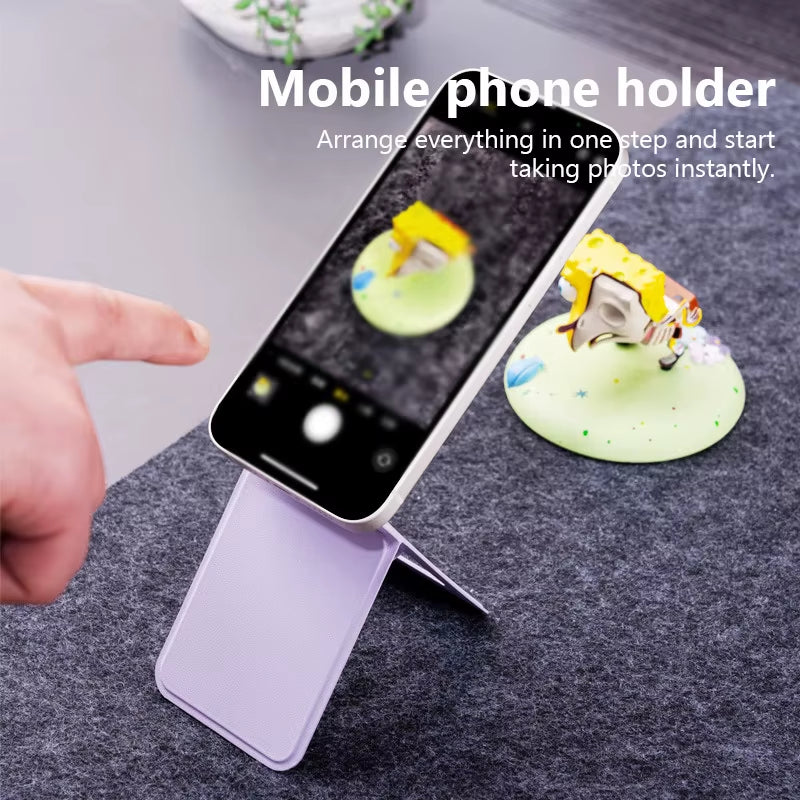 Magnetic Cell Phone Holder Foldable Stand Adjustable Desktop Mulifunctional Desktop Bracket with Magnet Ring for Any Cell Phone