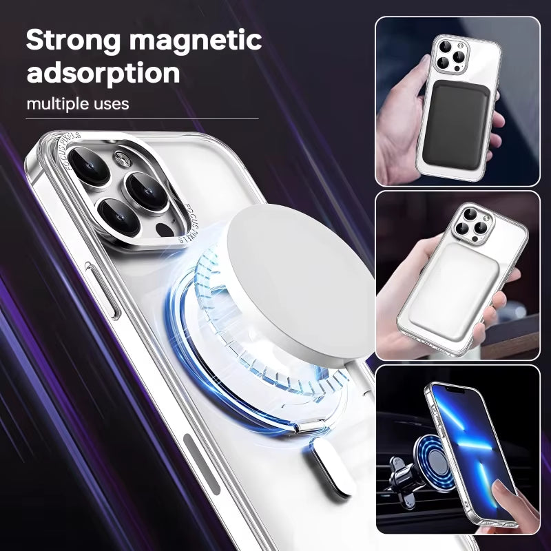 360° Rotation Holder for Magsafe Magnetic Wireless Charging Case for Iphone 15 14 13 12 11 Pro Max plus Phone Transparent Cover