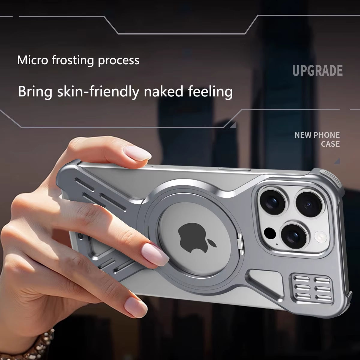 Magnetic 360 ° Metal Bracket Aluminum Alloy Frameless Phone Cases,For Iphone 15 16 Pro Max Magsafe Wireless Charging Metal Case