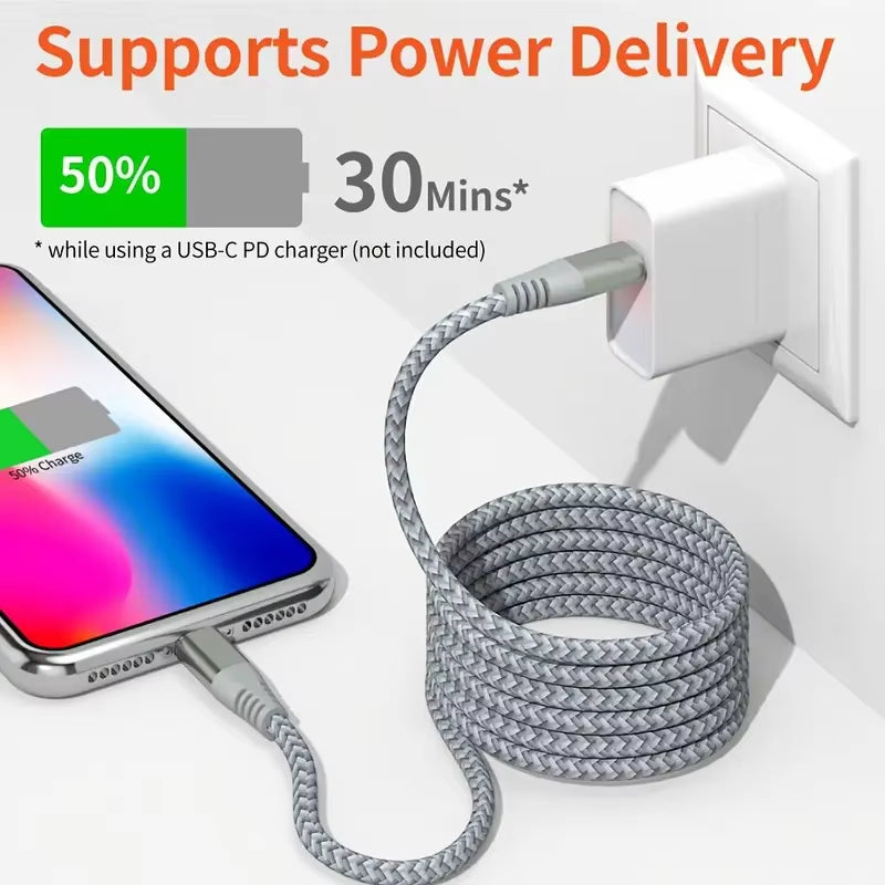 MFi Certified USB C to Lightning Cable Fast Charging Nylon Braided Cord