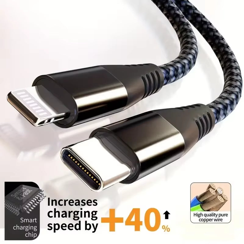 MFi Certified USB C to Lightning Cable Fast Charging Nylon Braided Cord