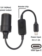 USB to 12V Car Cigarette Lighter Adapter Converter 5V 2A Power Cable