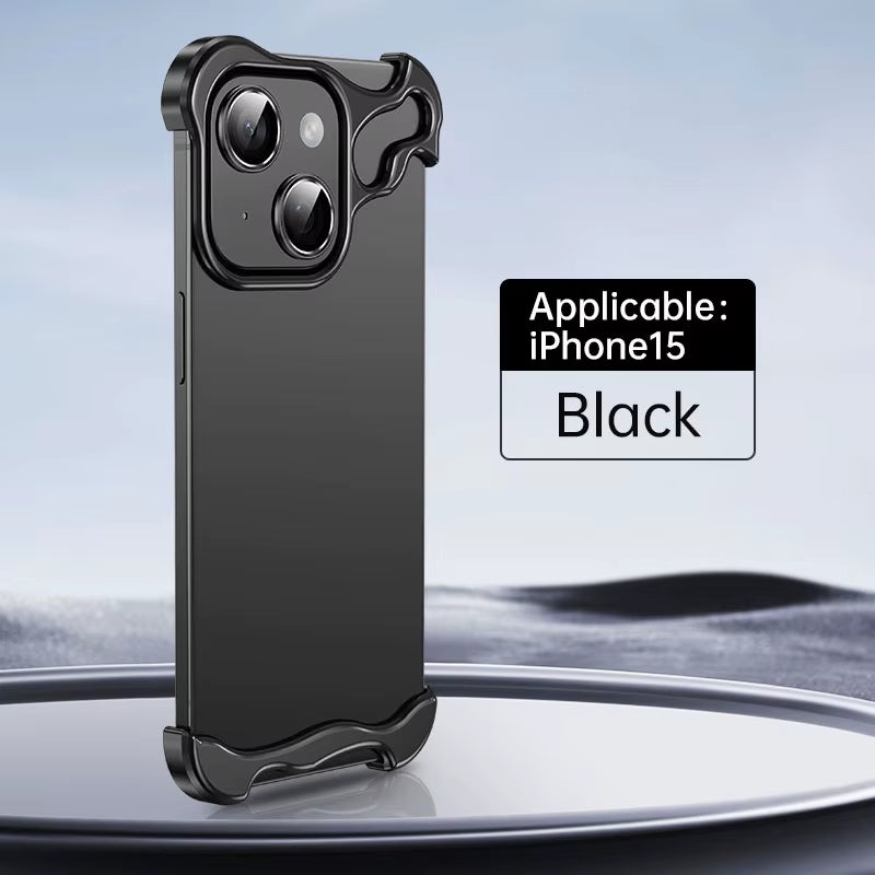 Luxury Alien Titanium Alloy Bumper Phone Case for  15 13 12 14 Pro Max 15Plus Metal Lens Film Protection Corner Pads Cover