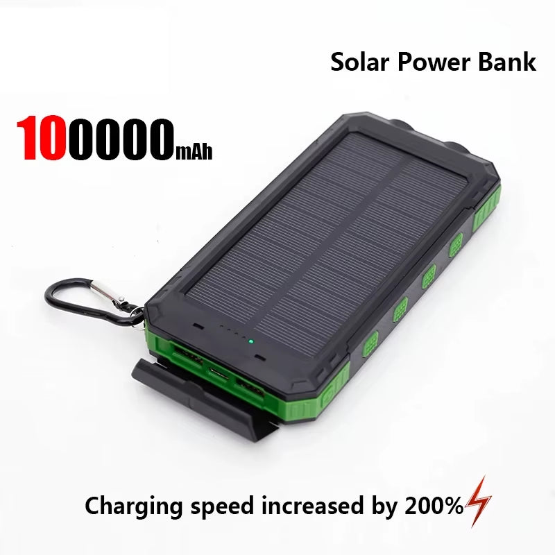 200000mAh Solar Power Bank Portable Charger USB-C USB-A Outdoor Battery