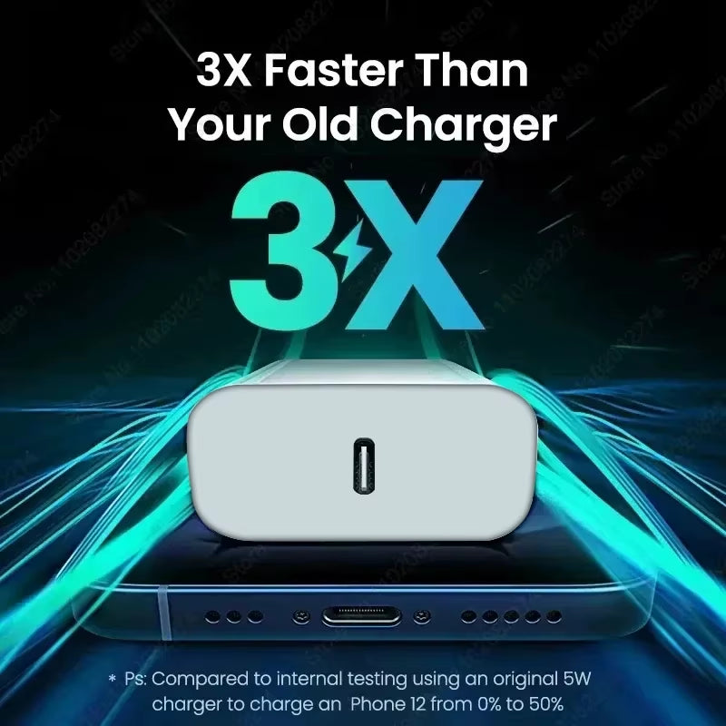 30W USB C PD Fast Charger iPhone Adapter with Type C Cable