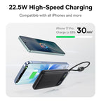 10000mAh Power Bank 22.5W Fast Charging Built-in USB C Cable Digital Display