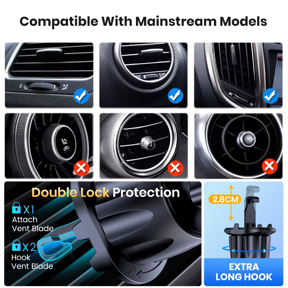 Magnetic Car Phone Holder N52 Strong Magnet Air Vent Mount 360 Rotation