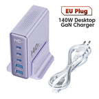 140W GaN Desktop Charger 5 Port USB C Fast Charging Station LED Display