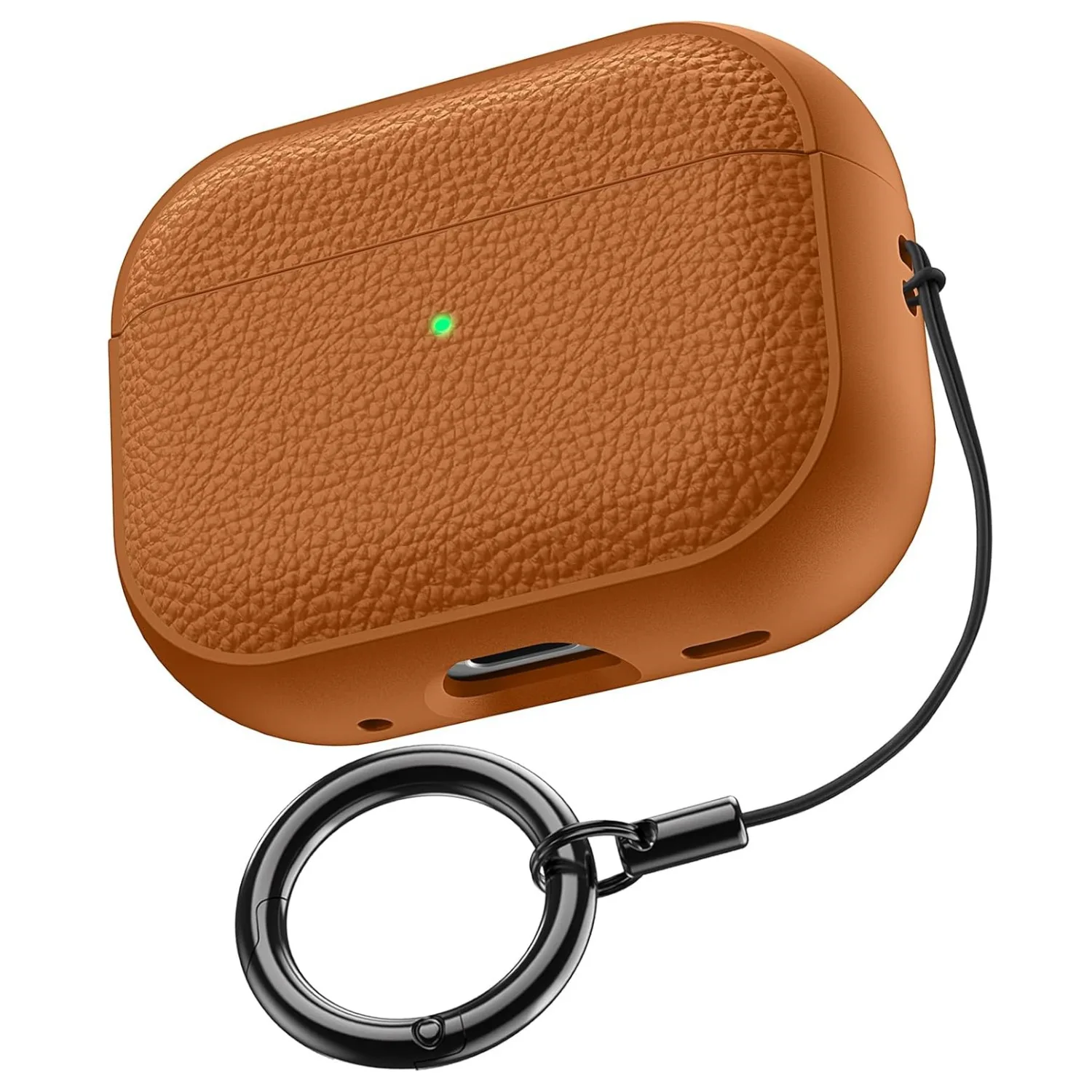 Leather Pattern AirPods Case Cover TPU Protective Case with Keychain Secondary image