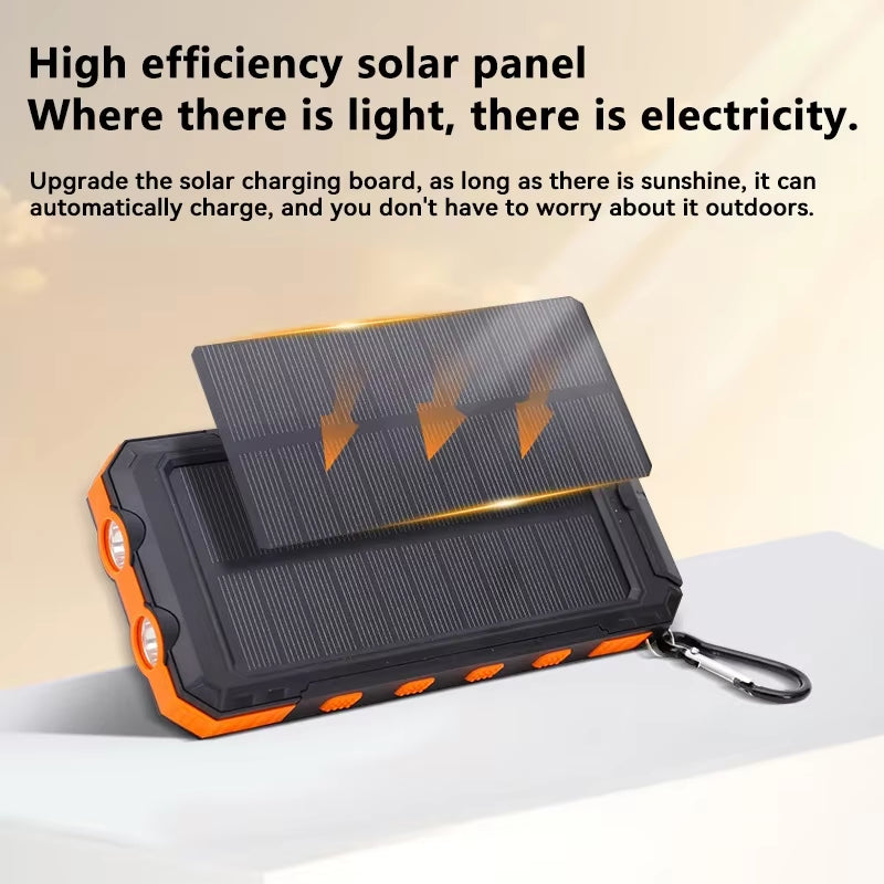 200000mAh Solar Power Bank Portable Charger USB-C USB-A Outdoor Battery