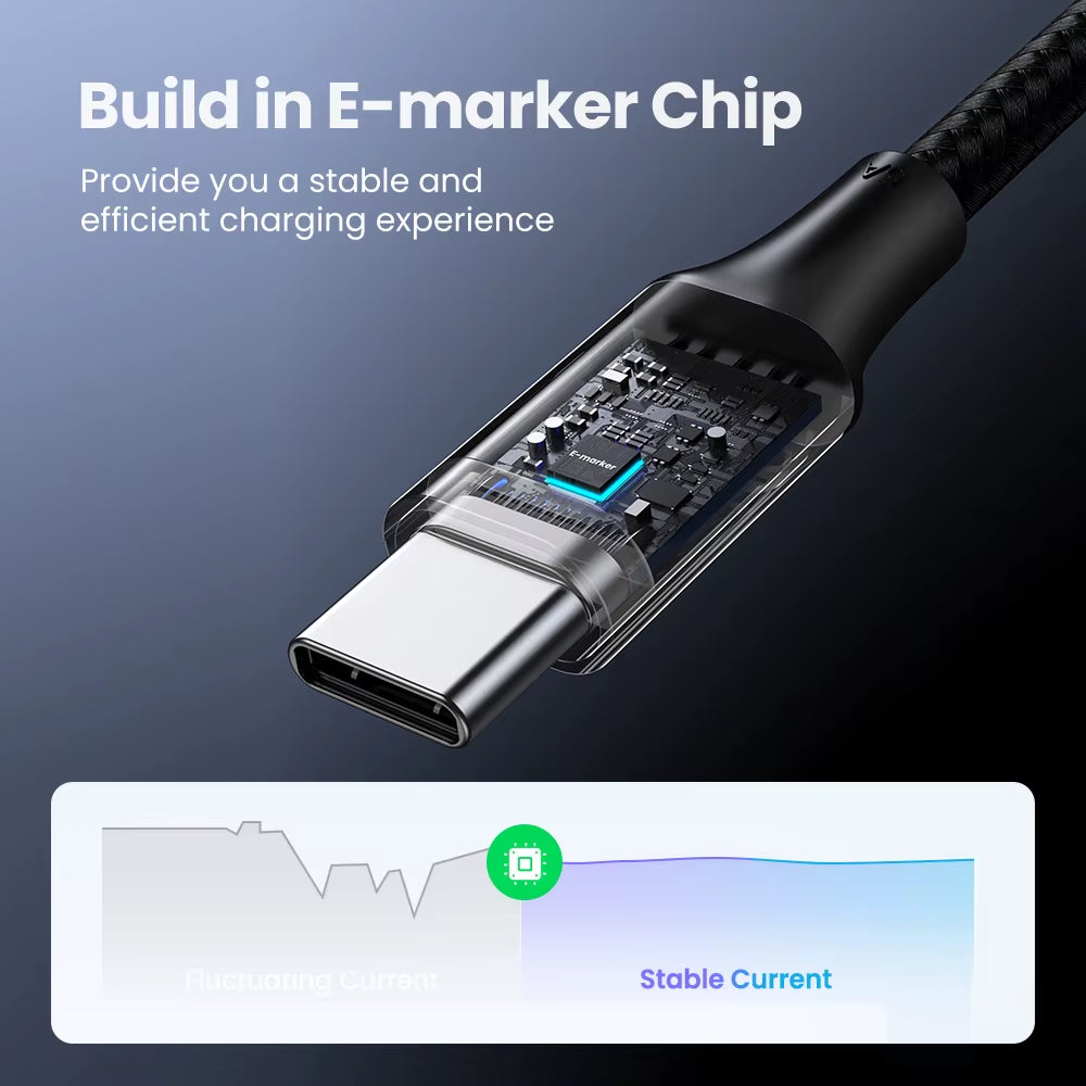 100W USB C to USB C Cable PD Fast Charging Nylon Braided 5A E-Marker