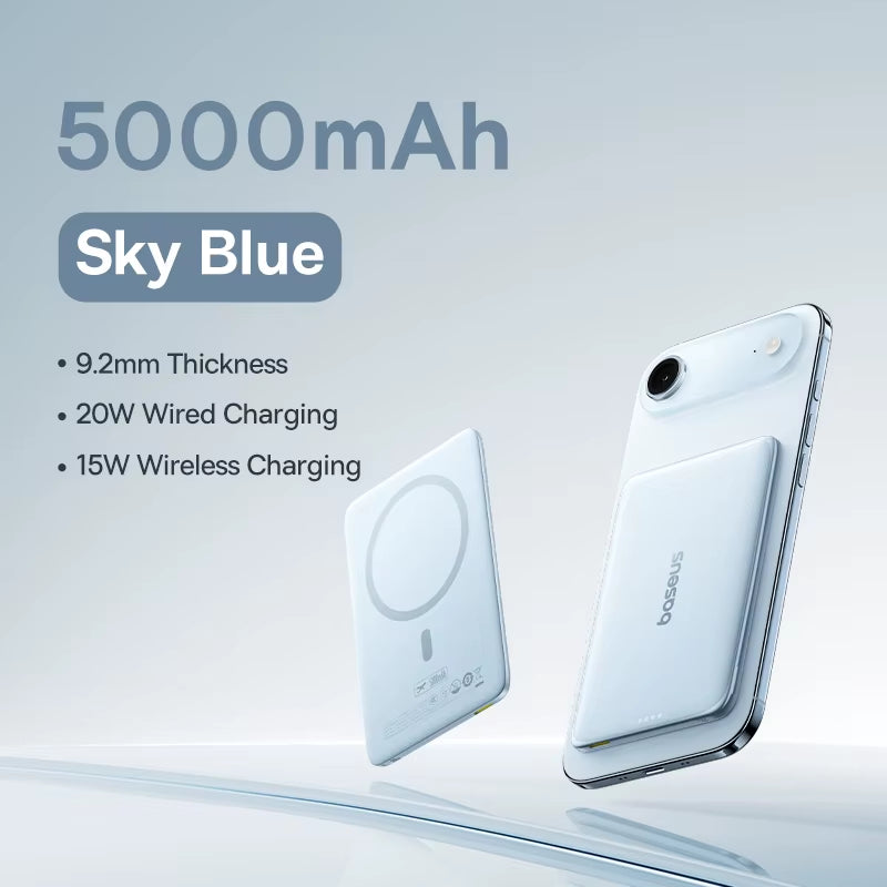 5000mAh Magnetic Power Bank Ultra Slim 15W Wireless 20W Fast Charging