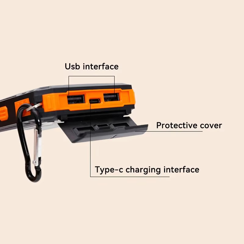 200000mAh Solar Power Bank Portable Charger USB-C USB-A Outdoor Battery