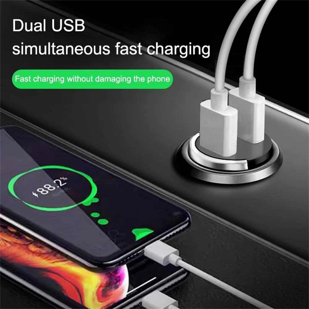 200W Dual USB Car Charger Fast Charging Adapter Compact Alloy Design