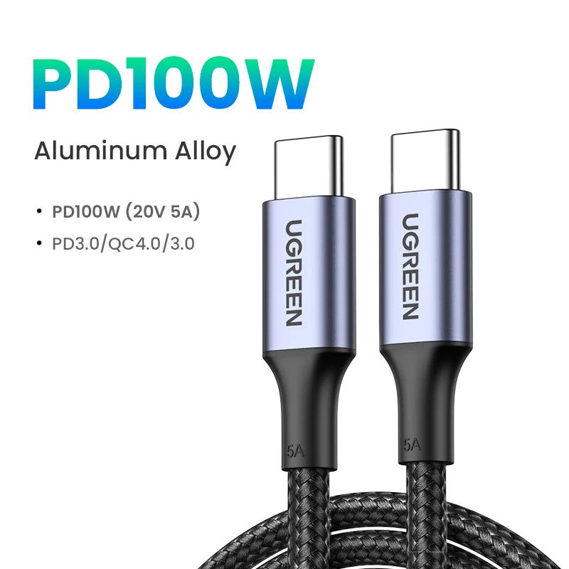 100W USB C to USB C Cable PD Fast Charging Nylon Braided 5A E-Marker