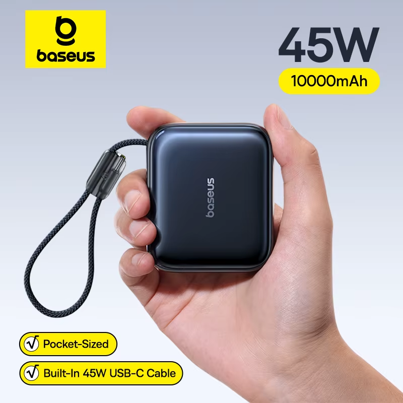 10000mAh Power Bank 45W Fast Charging Mini Built-in USB-C Cable Portable Secondary image
