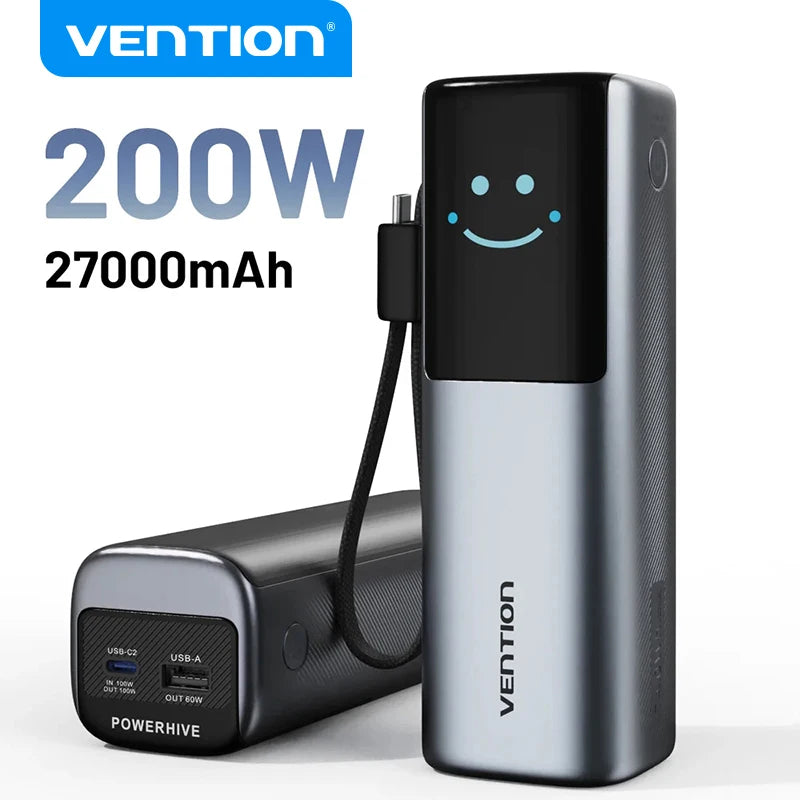 27000mAh Power Bank 200W PD3.1 Fast Charging 140W Laptop Portable Charger