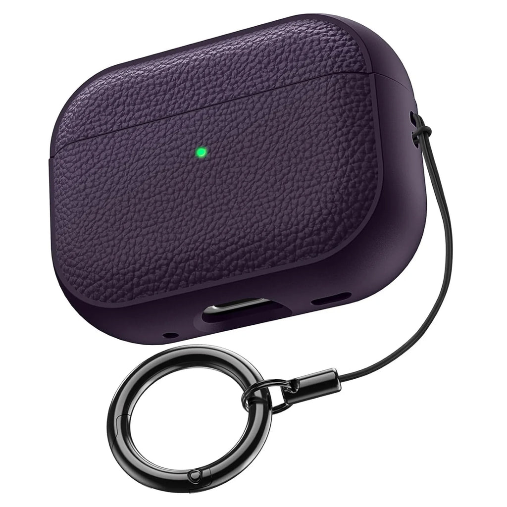 Leather Pattern AirPods Pro Case TPU Protective Cover with Keychain