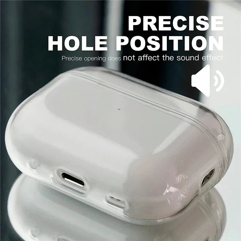 Clear TPU AirPods Case with Lanyard Strap Transparent Protective Cover