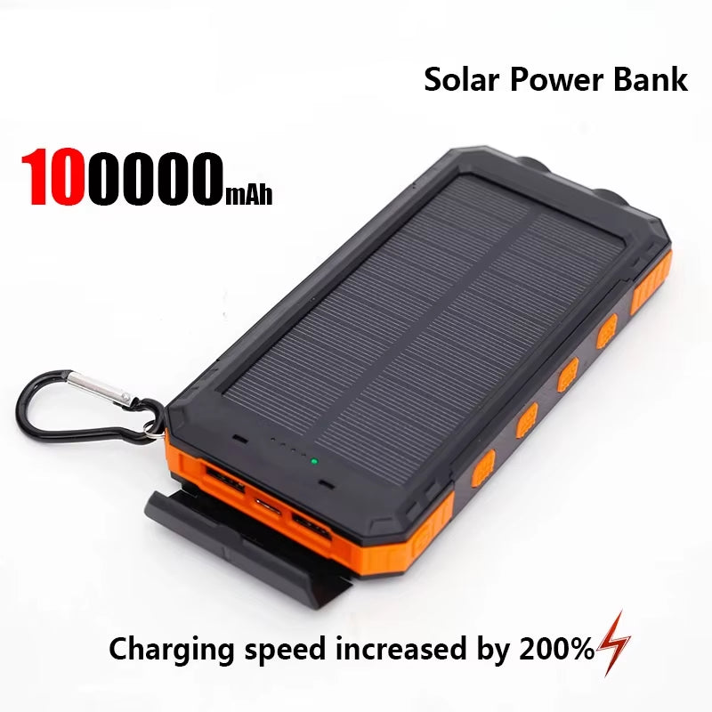200000mAh Solar Power Bank Portable Charger USB-C USB-A Outdoor Battery