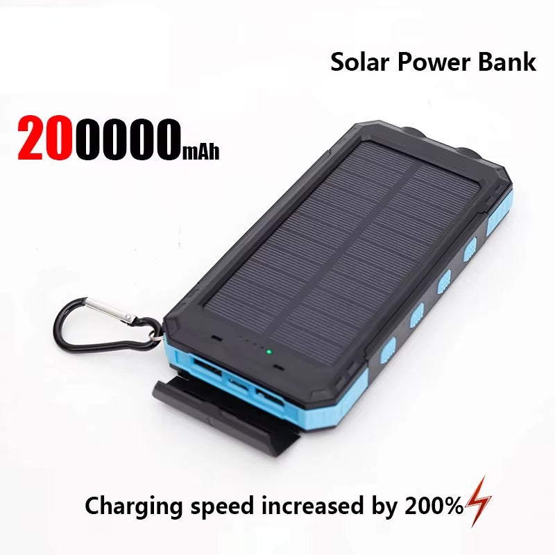 200000mAh Solar Power Bank Portable Charger USB-C USB-A Outdoor Battery