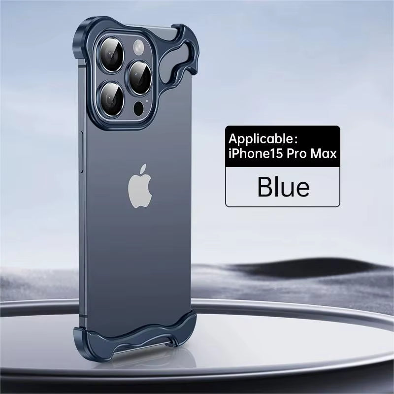 Luxury Alien Titanium Alloy Bumper Phone Case for  15 13 12 14 Pro Max 15Plus Metal Lens Film Protection Corner Pads Cover