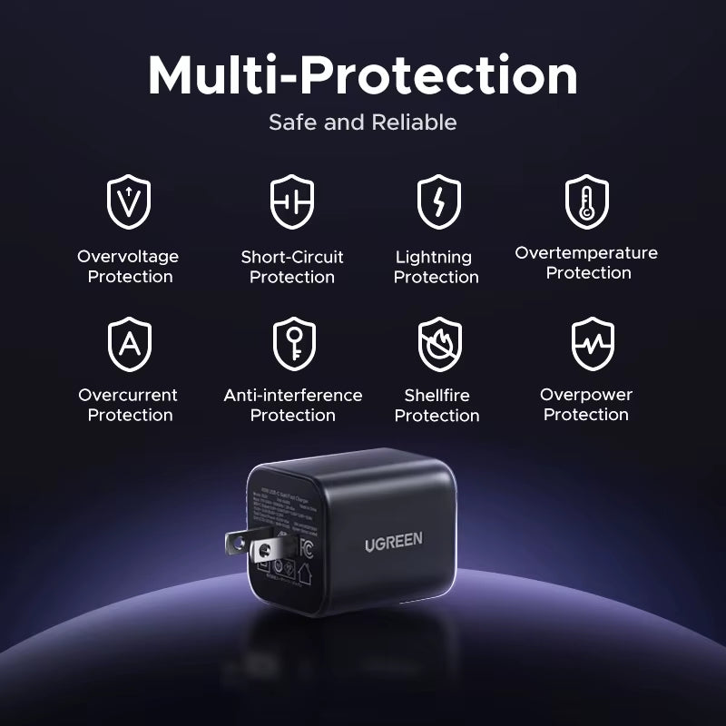 45W GaN USB C Fast Charger PD3.0 PPS QC3.0 Power Adapter