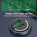 200W Dual USB Car Charger Fast Charging Adapter Compact Alloy Design