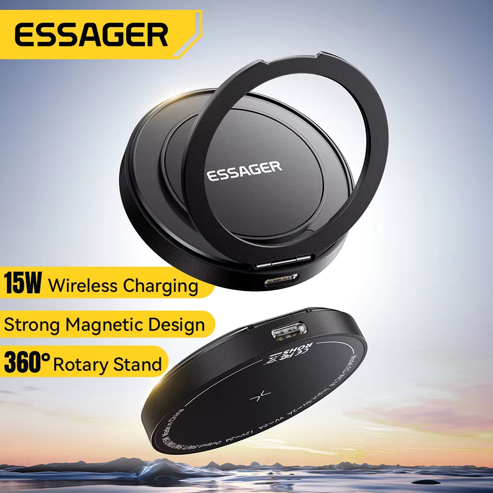 Magnetic Wireless Charger 15W Fast Charging Pad Stand USB-C for iPhone AirPods