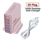 140W GaN Desktop Charger 5 Port USB C Fast Charging Station LED Display