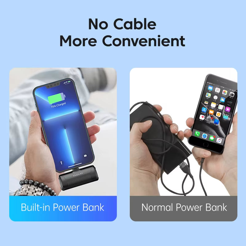 Mini Power Bank 4500mAh Portable Charger Built-in Plug Type-C Lightning
