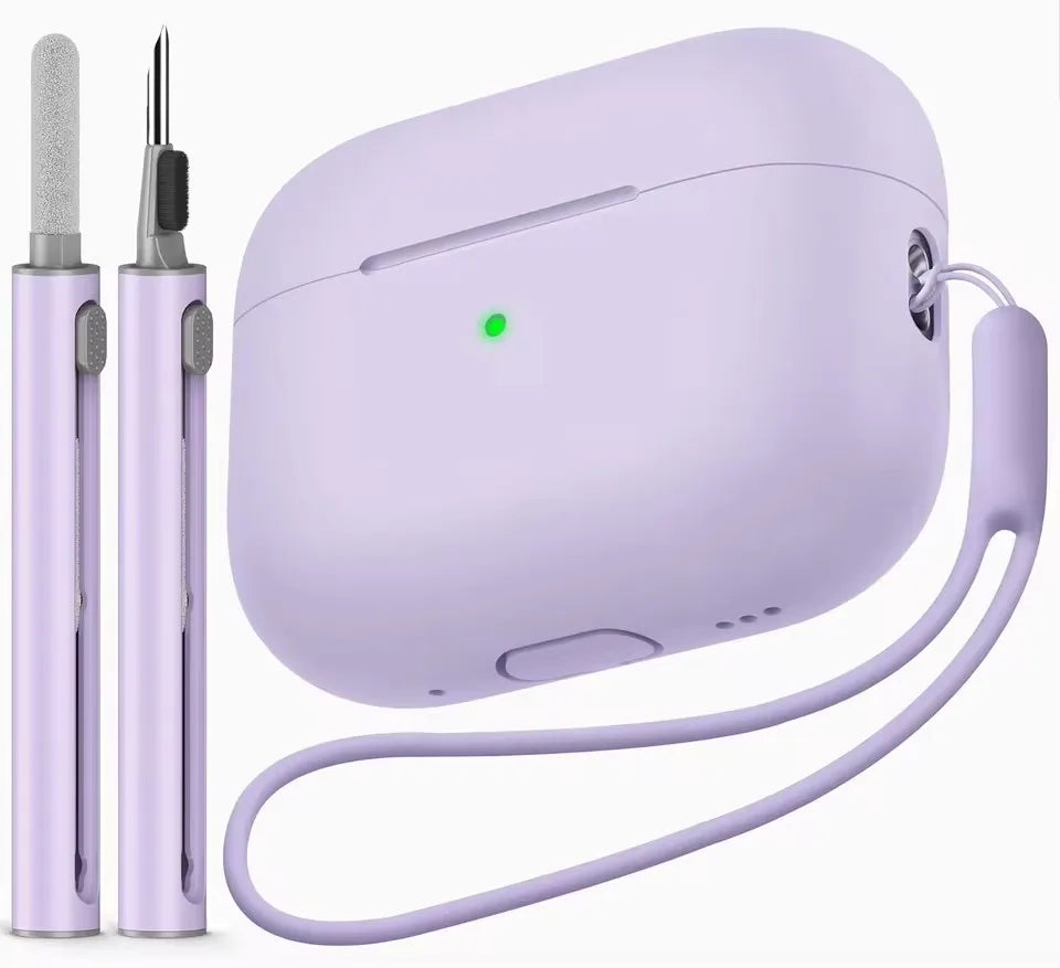 AirPods Pro Case with Cleaner Pen Kit Silicone Protective Cover with Lanyard