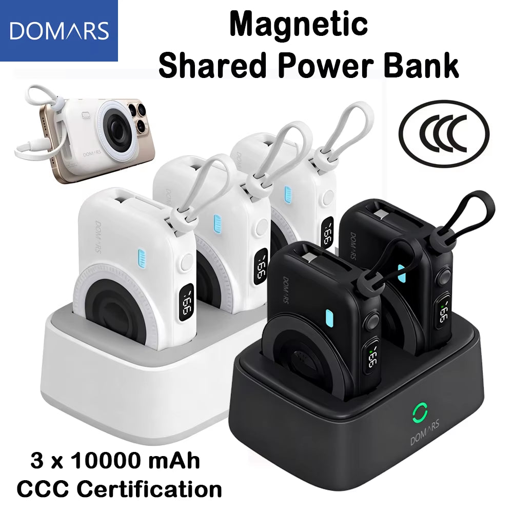 3 Pack Magnetic Power Bank 10000mAh Wireless Charging Set with Dock Fast Charger