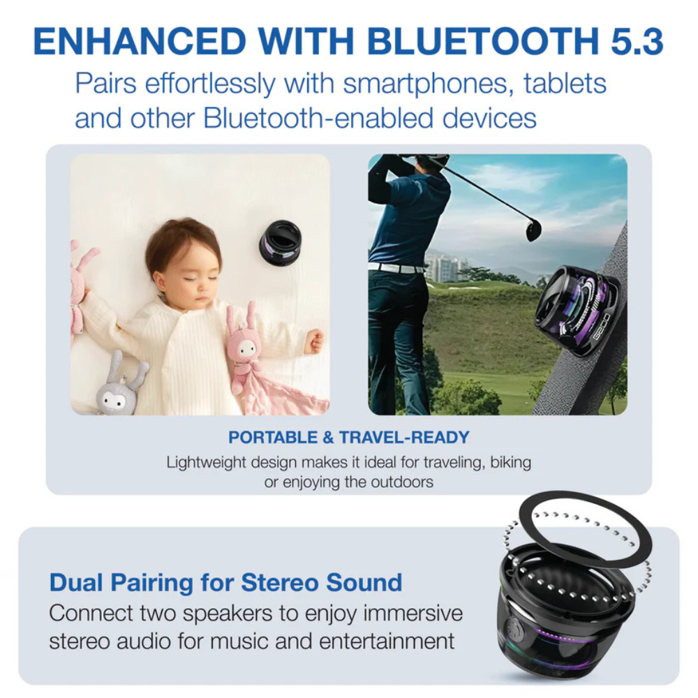 Portable RGB Bluetooth Speaker – Magnetic Mount & 360° Bass