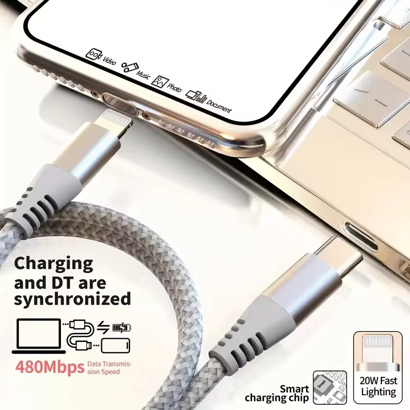 MFi Certified USB C to Lightning Cable Fast Charging Nylon Braided Cord Secondary image